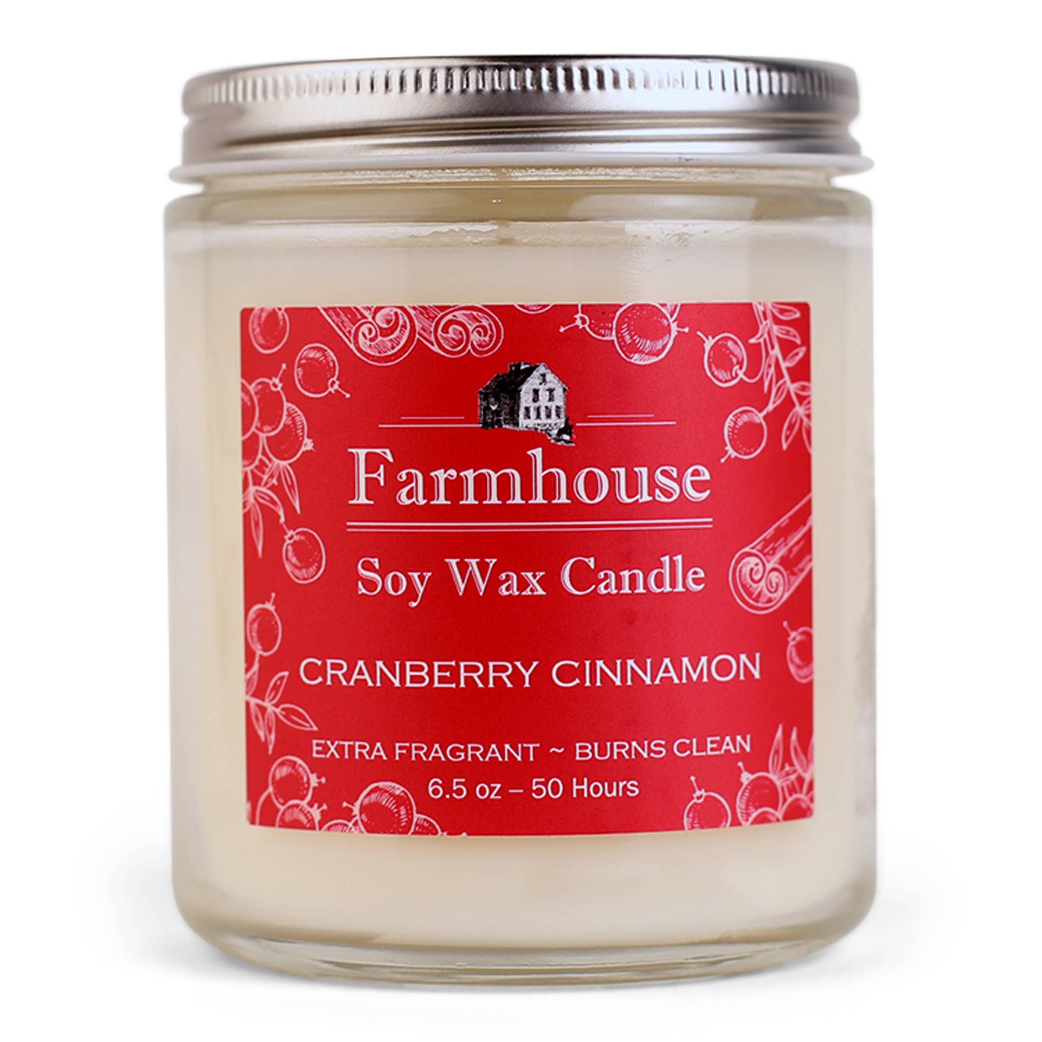 Farmhouse Small Soy Candles: Cranberry Cinnamon - Sugar River Shoppe