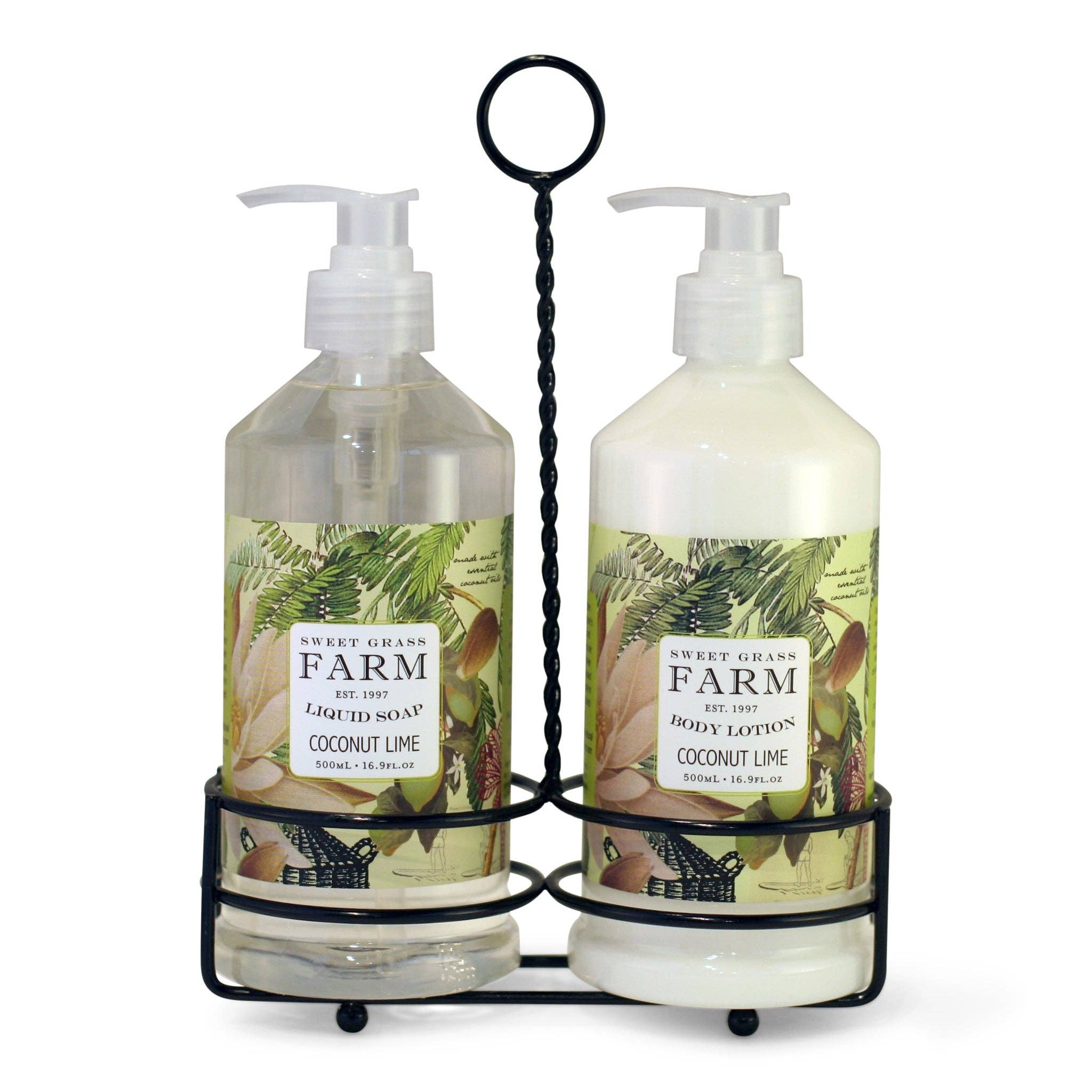 Meadow Body Lotion & Liquid Soap Caddy Set: Coconut Lime - Sugar River Shoppe