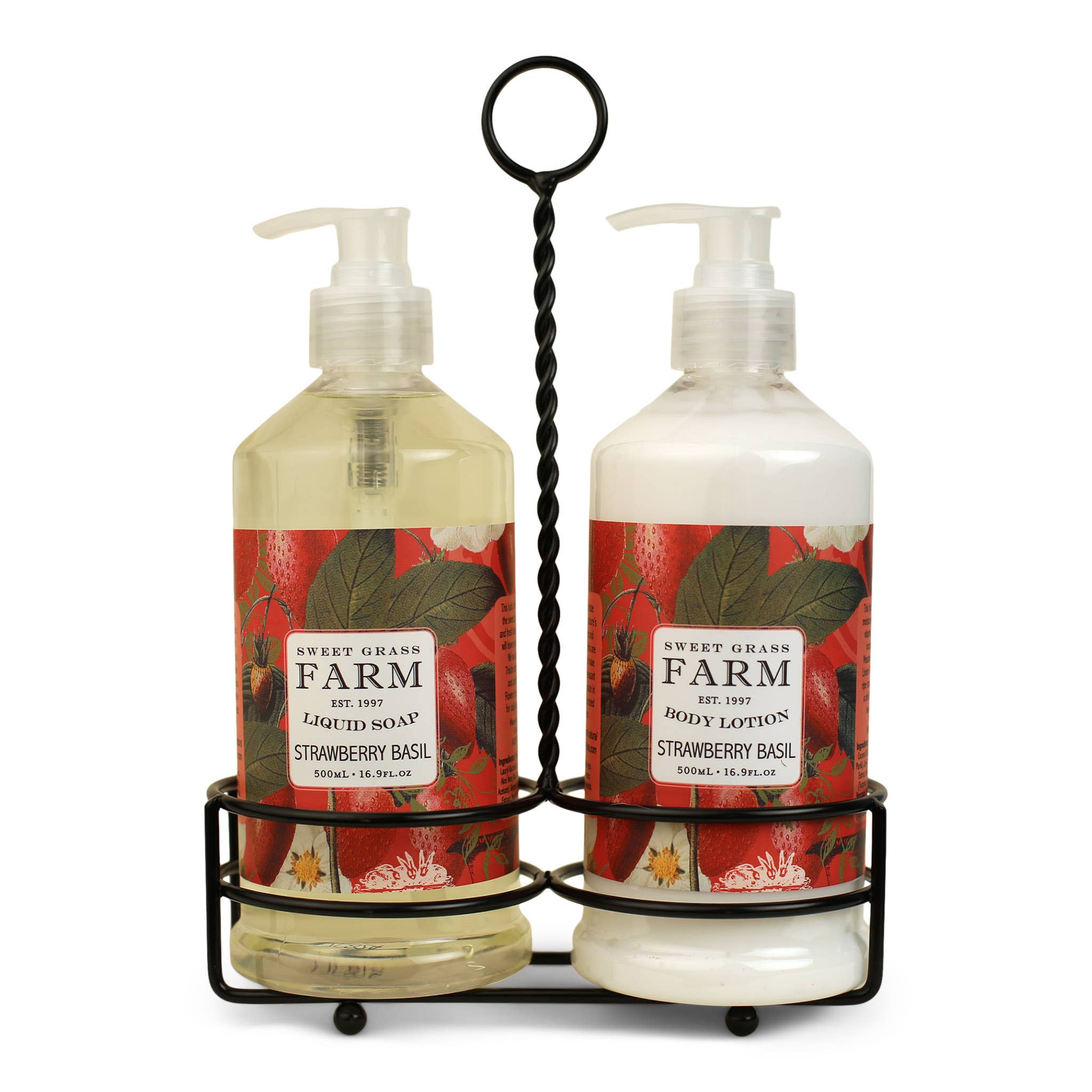 Meadow Body Lotion & Liquid Soap Caddy Set: Strawberry Basil - Sugar River Shoppe