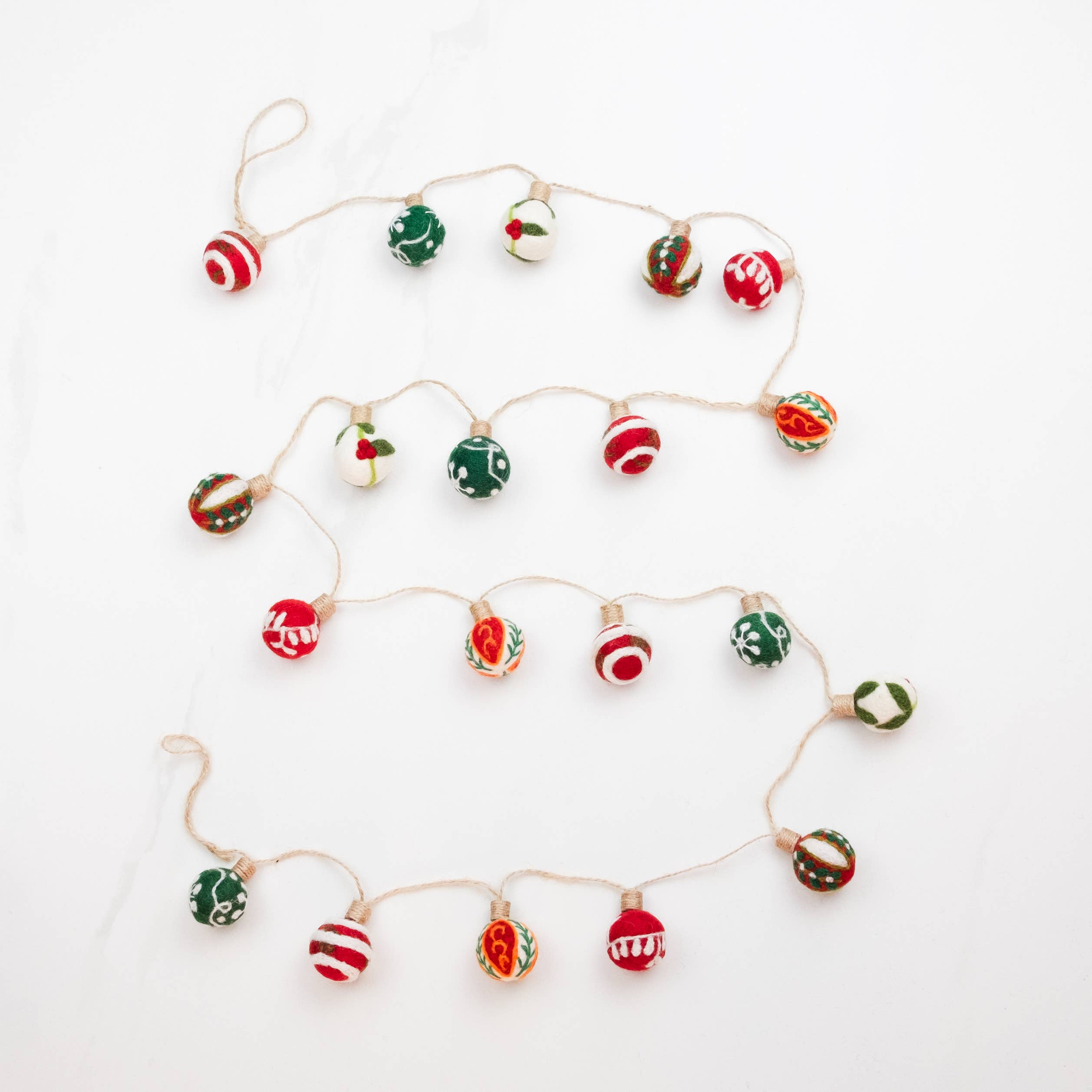 Embroidered Christmas Ball Garland - Sugar River Shoppe