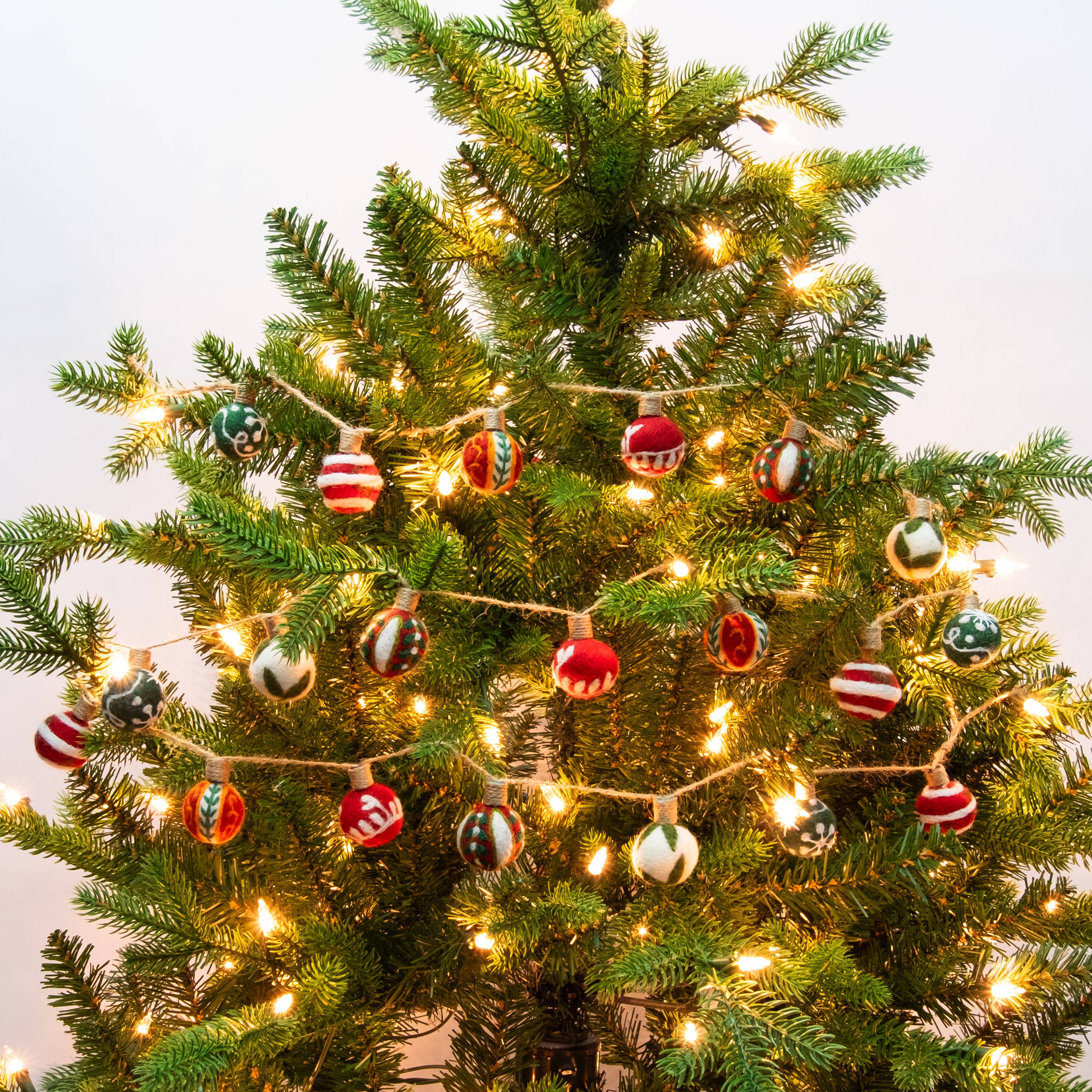Embroidered Christmas Ball Garland - Sugar River Shoppe