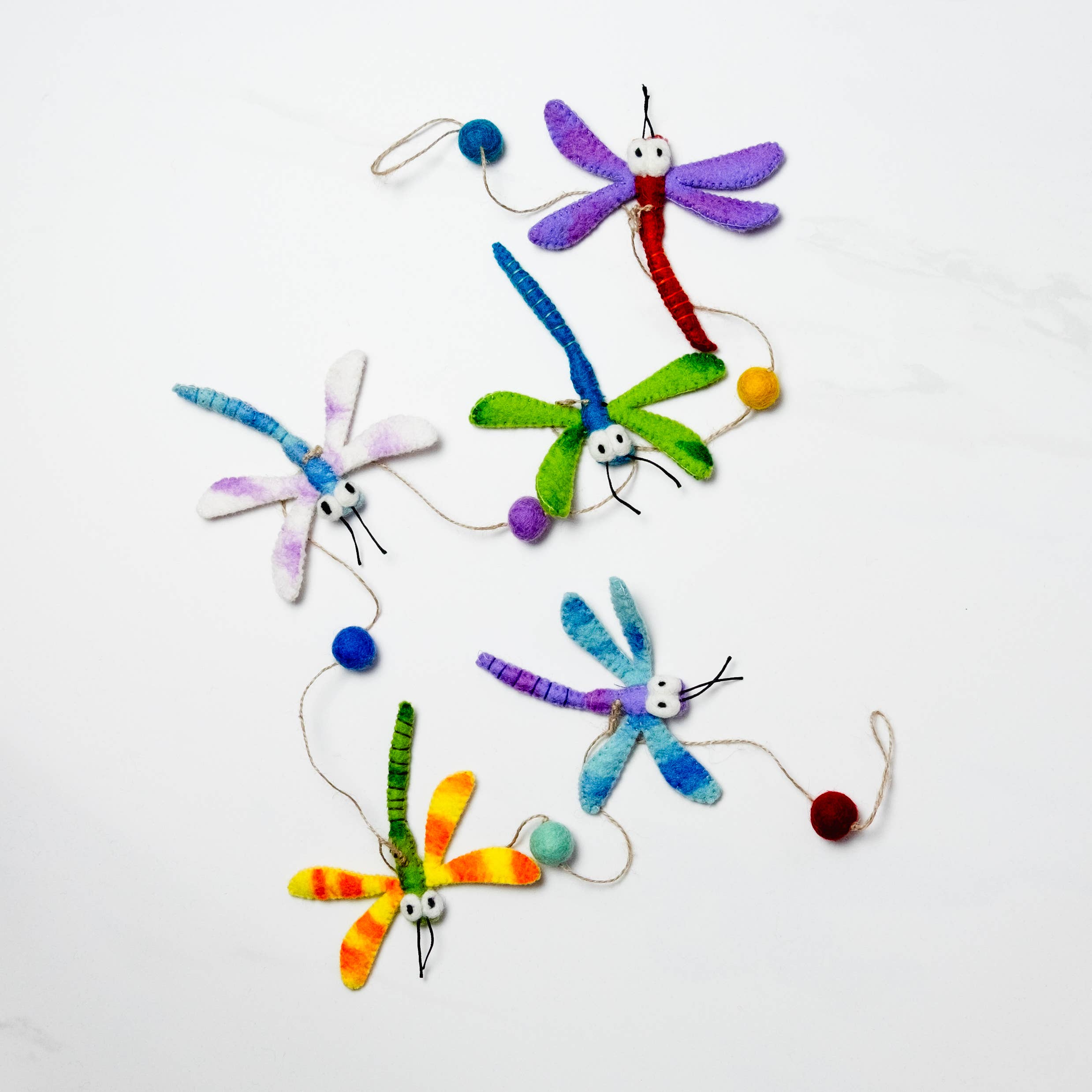 Felt Decor Dragonfly Garland Multicolor - Sugar River Shoppe