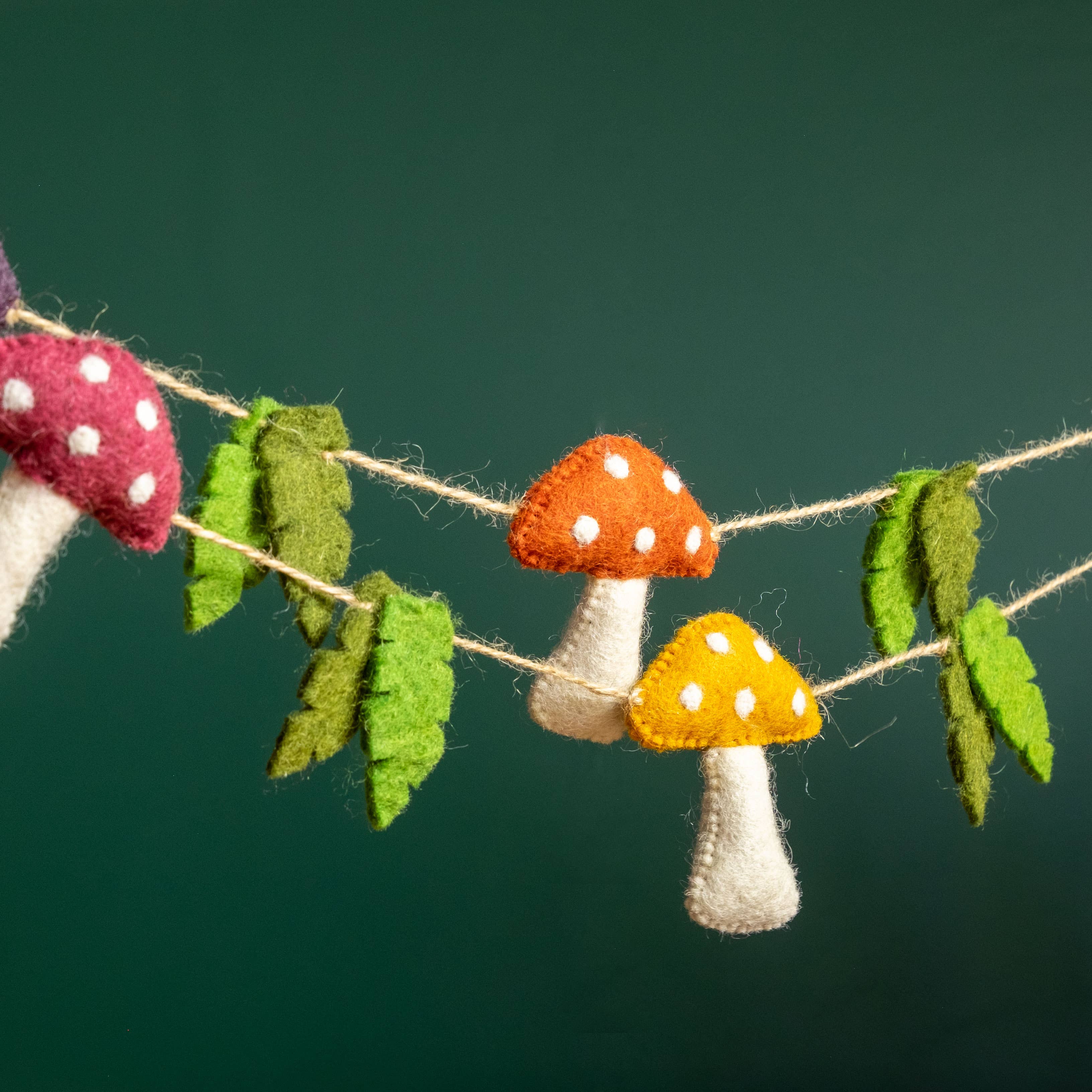 Felt Multi-Color Spotted Mushroom Garland - Sugar River Shoppe