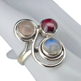 Three Stone Stacked Swirl Silver Ring - Amberman - 55243304 - Sugar River Shoppe - 