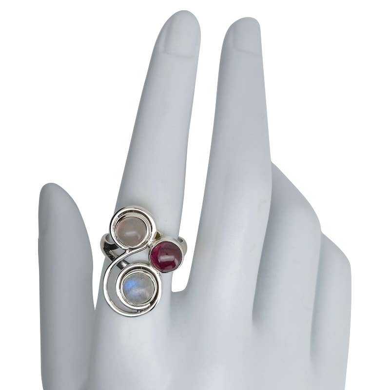 Three Stone Stacked Swirl Silver Ring - Amberman - 55243304 - Sugar River Shoppe - 