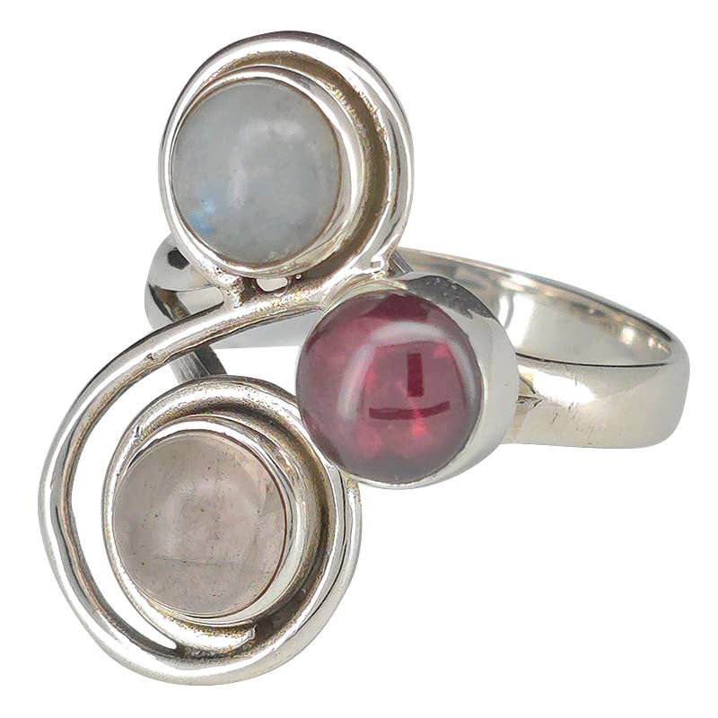 Three Stone Stacked Swirl Silver Ring - Amberman - 55243304 - Sugar River Shoppe - 