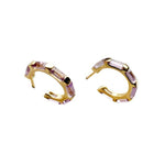 24k Gold Hoop Earrings with Black Stones - Sugar River Shoppe