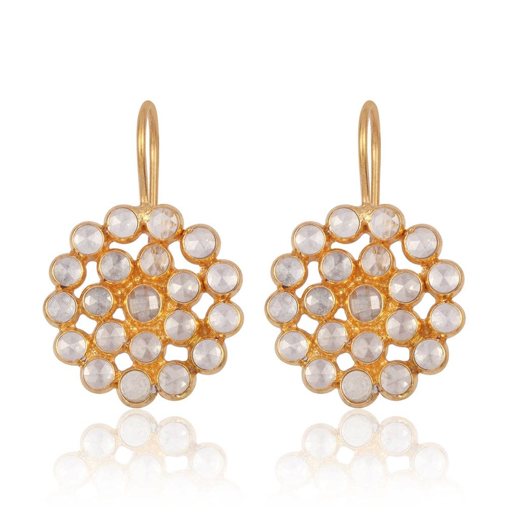 Classic Birthday Tourmaline Stones Earrings: 24k Gold Vermeil / Labradorite - Sugar River Shoppe