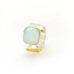 Statement Ring in Gold and Silver: Light Blue Topaz / Size 8 - Sugar River Shoppe