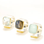 Statement Ring in Gold and Silver: Light Blue Topaz / Size 8 - Sugar River Shoppe