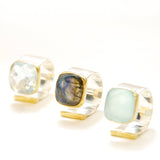 Statement Ring in Gold and Silver: Light Blue Topaz / Size 8 - Sugar River Shoppe
