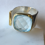 Statement Ring in Gold and Silver: Light Blue Topaz / Size 8 - Sugar River Shoppe