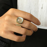Statement Ring in Gold and Silver: Light Blue Topaz / Size 8 - Sugar River Shoppe
