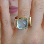 Statement Ring in Gold and Silver: Light Blue Topaz / Size 8 - Sugar River Shoppe