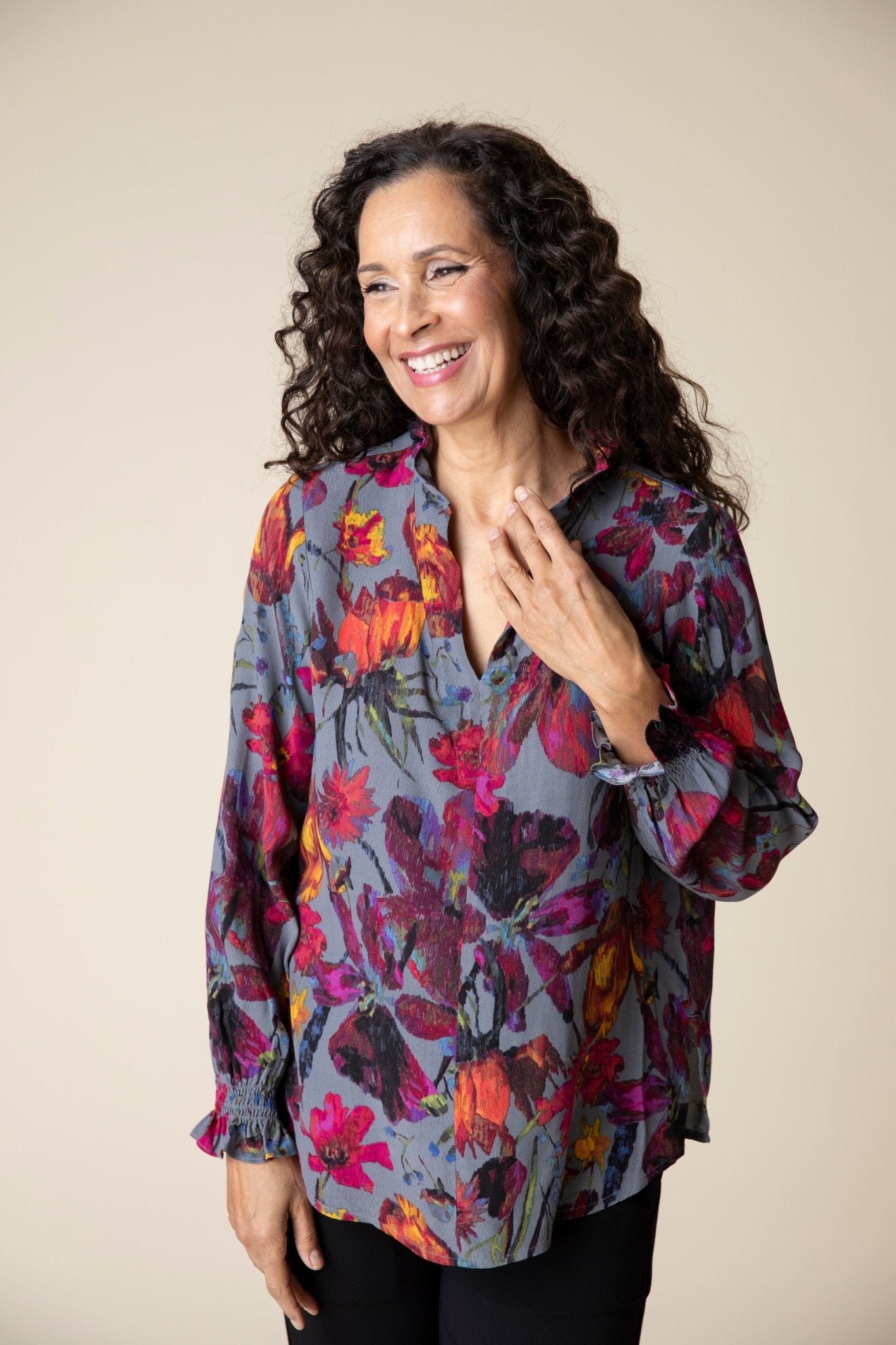 Vintage Print Flounce Shirt - Habitat - 194451499664 - Sugar River Shoppe - 