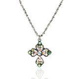 Yellow and Pink Pastel Iridescent Crystal Cross Necklace - Anne Koplik Designs, Inc. - 59758888 - Sugar River Shoppe - 