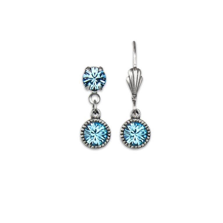 Perfect Match Crystal Drop Earrings - Silver: Leverback / Aqua - Sugar River Shoppe