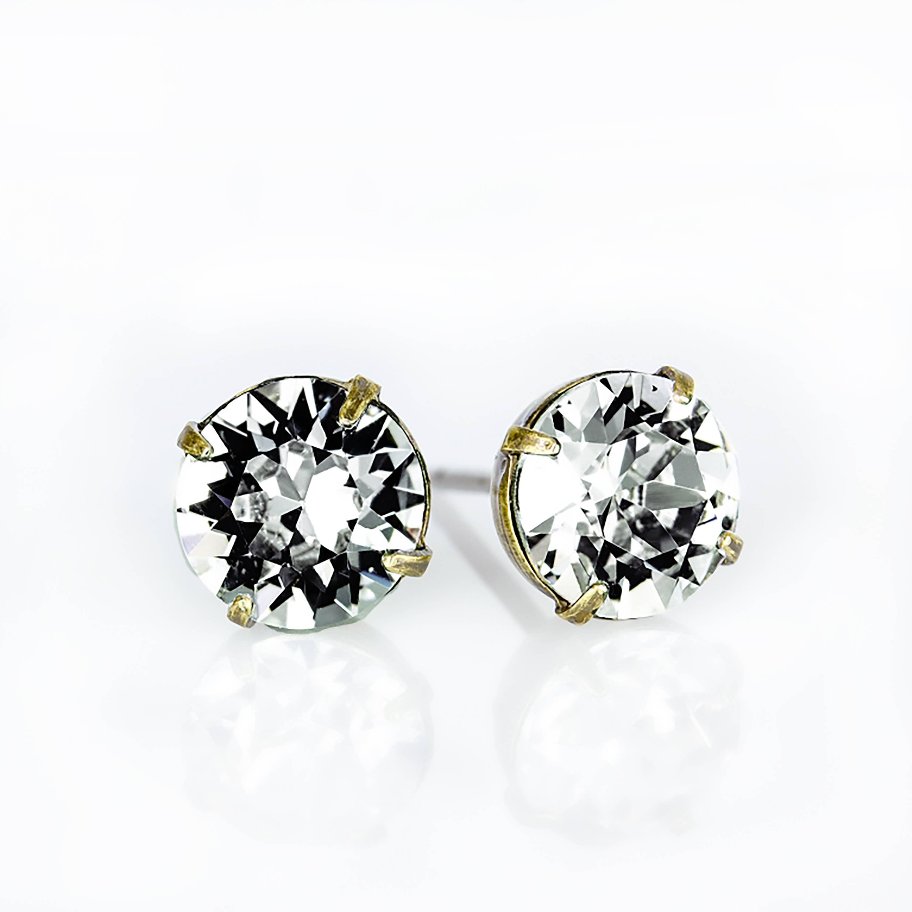 Simple Crystal Stud Earring - Brass - 6mm: Crystal - Sugar River Shoppe