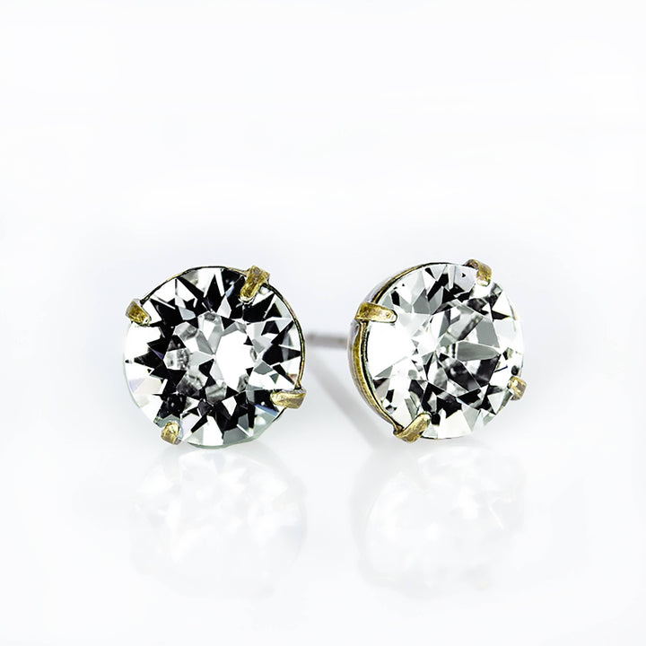 Simple Crystal Stud Earring - Brass - 6mm: Crystal - Sugar River Shoppe