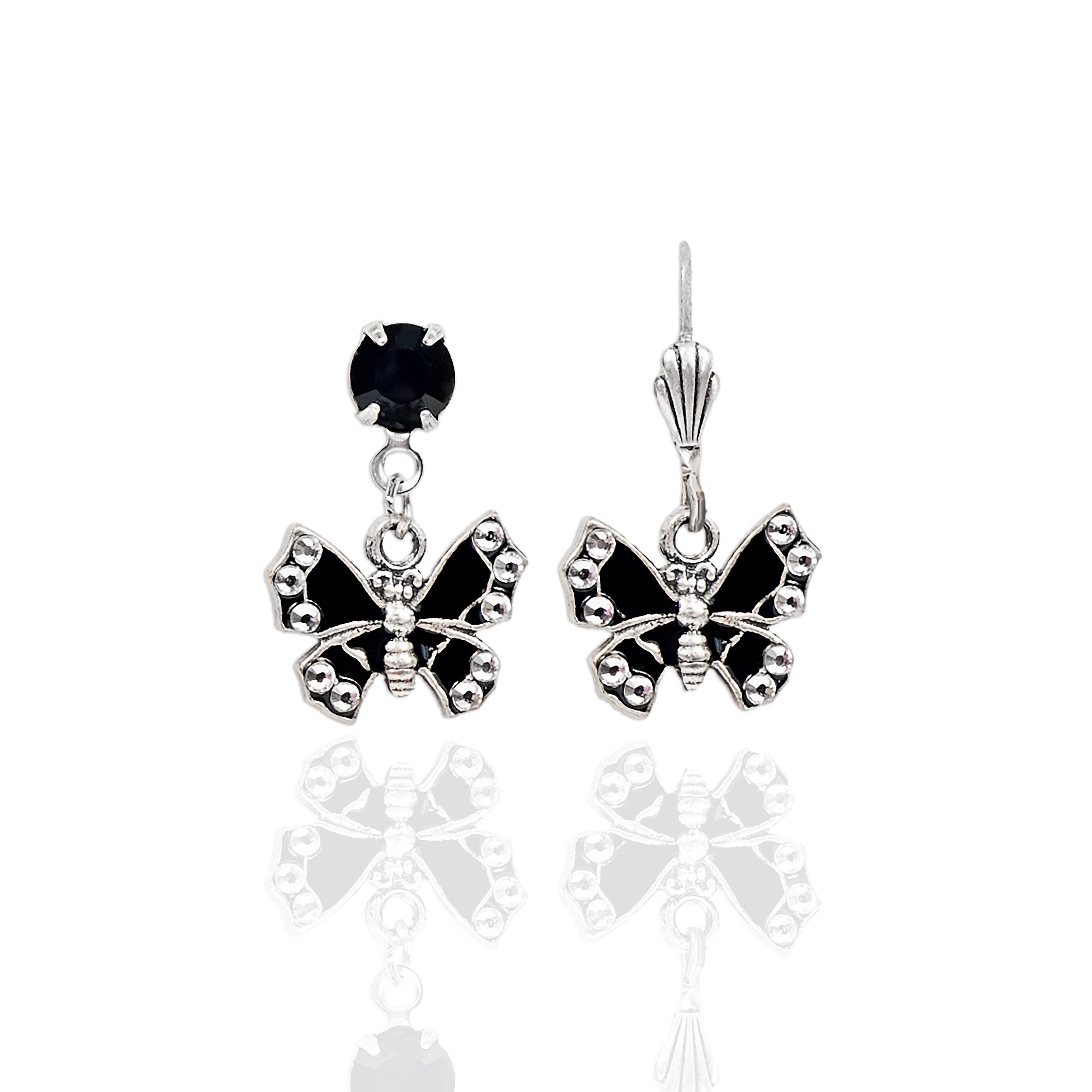 Arthemis Crystal Butterfly Earrings: Leverback - Sugar River Shoppe