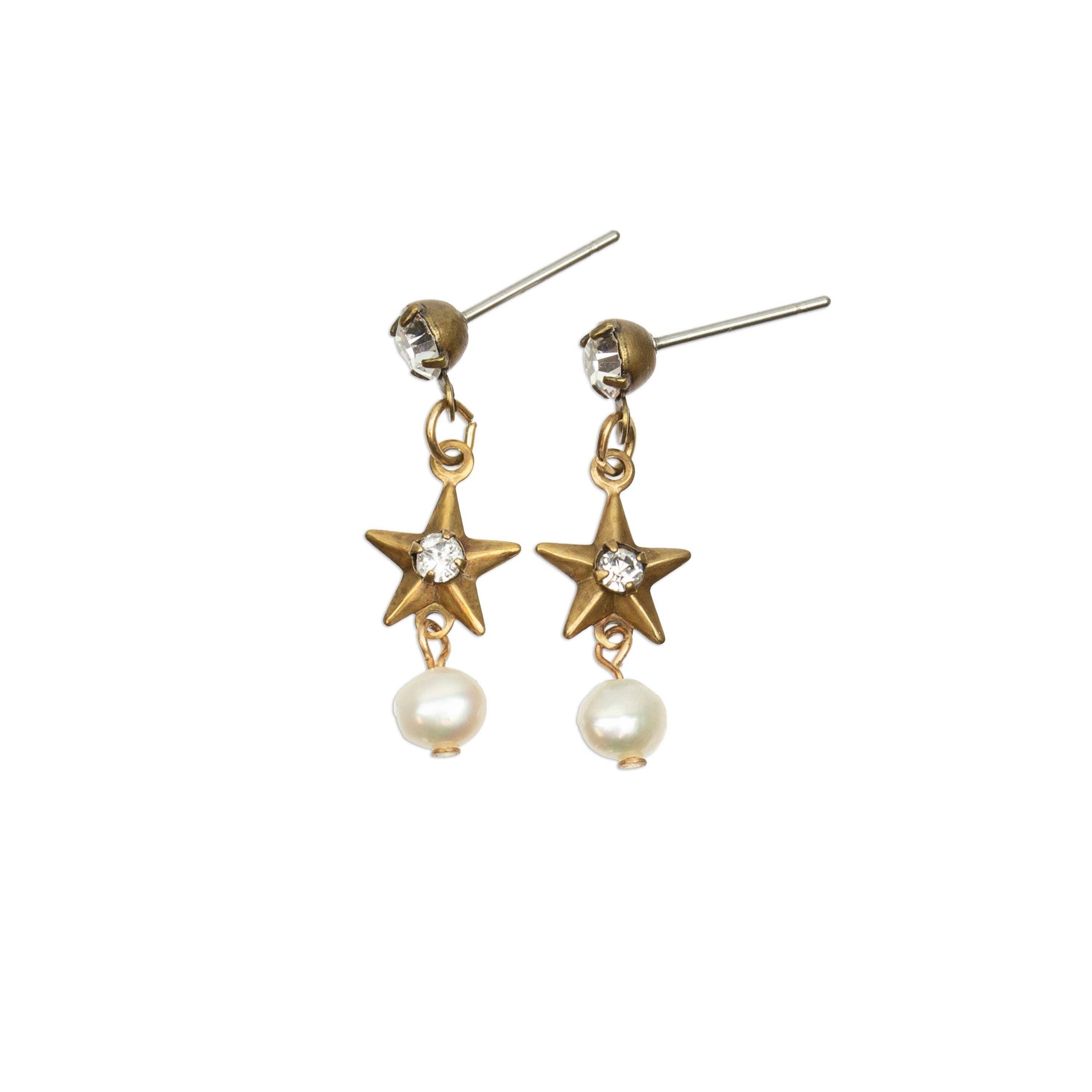 Celestial Sky Crystal Stars & Pearl Astral Charm Earrings - Sugar River Shoppe