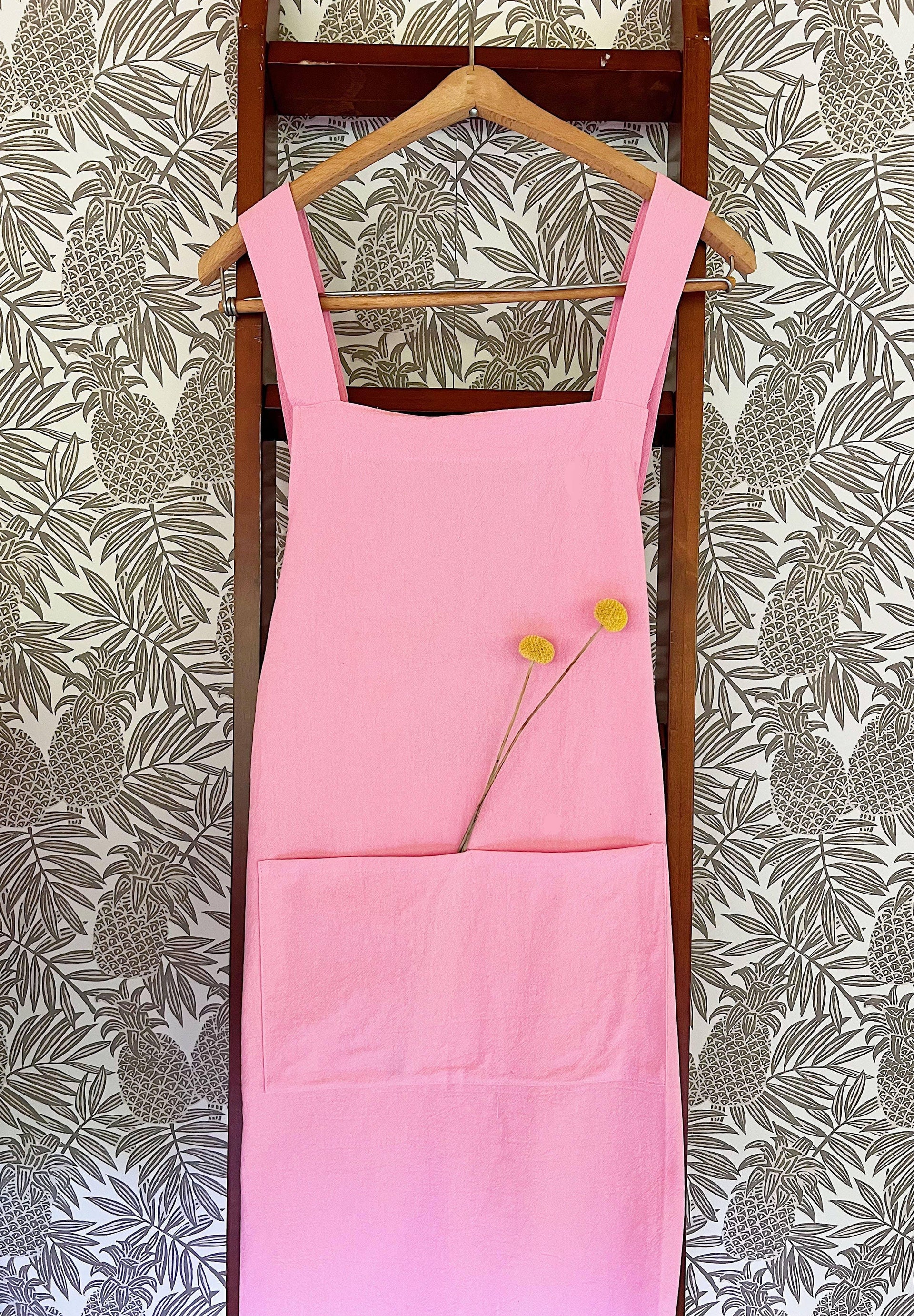 Cross Back Apron: Rose Pink - Sugar River Shoppe