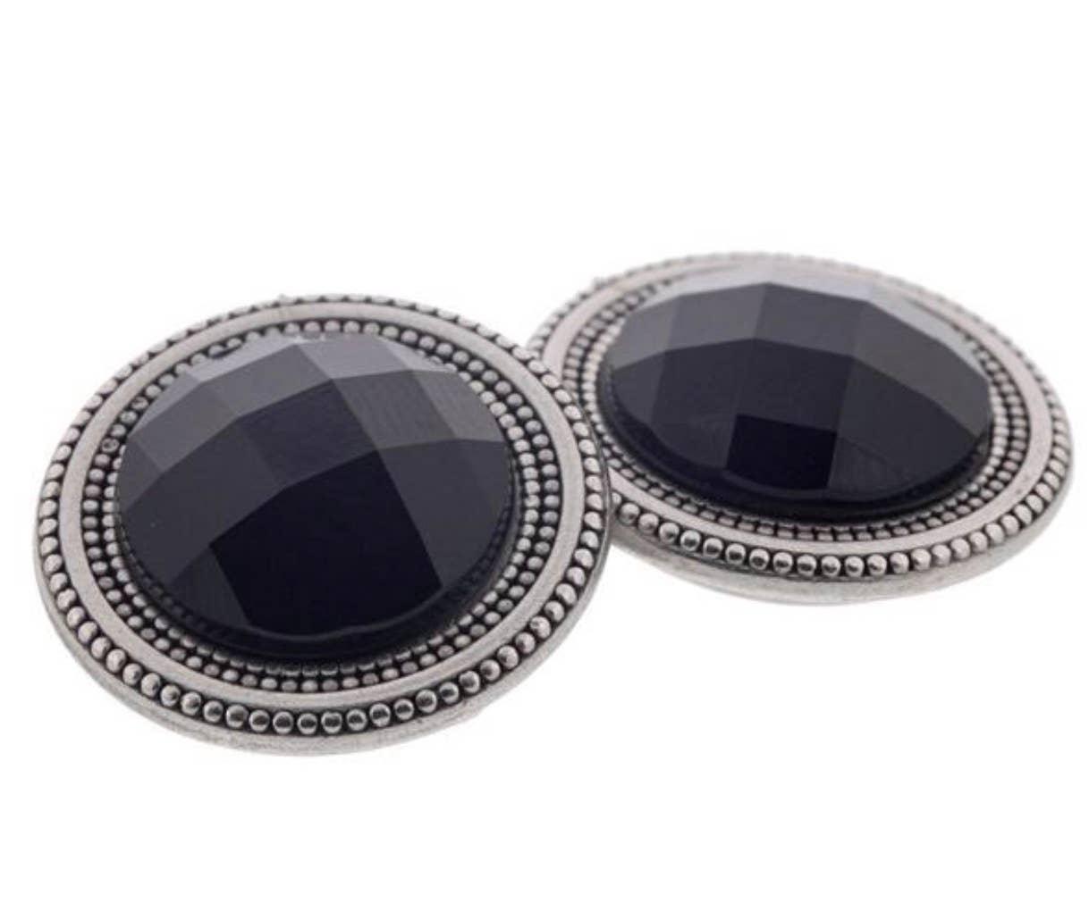 Black Crystals Magnet Button Pin Set - Sugar River Shoppe