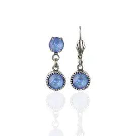 Perfect Match Crystal Drop Earrings - Silver: Leverback / Ocean DeLite - Sugar River Shoppe