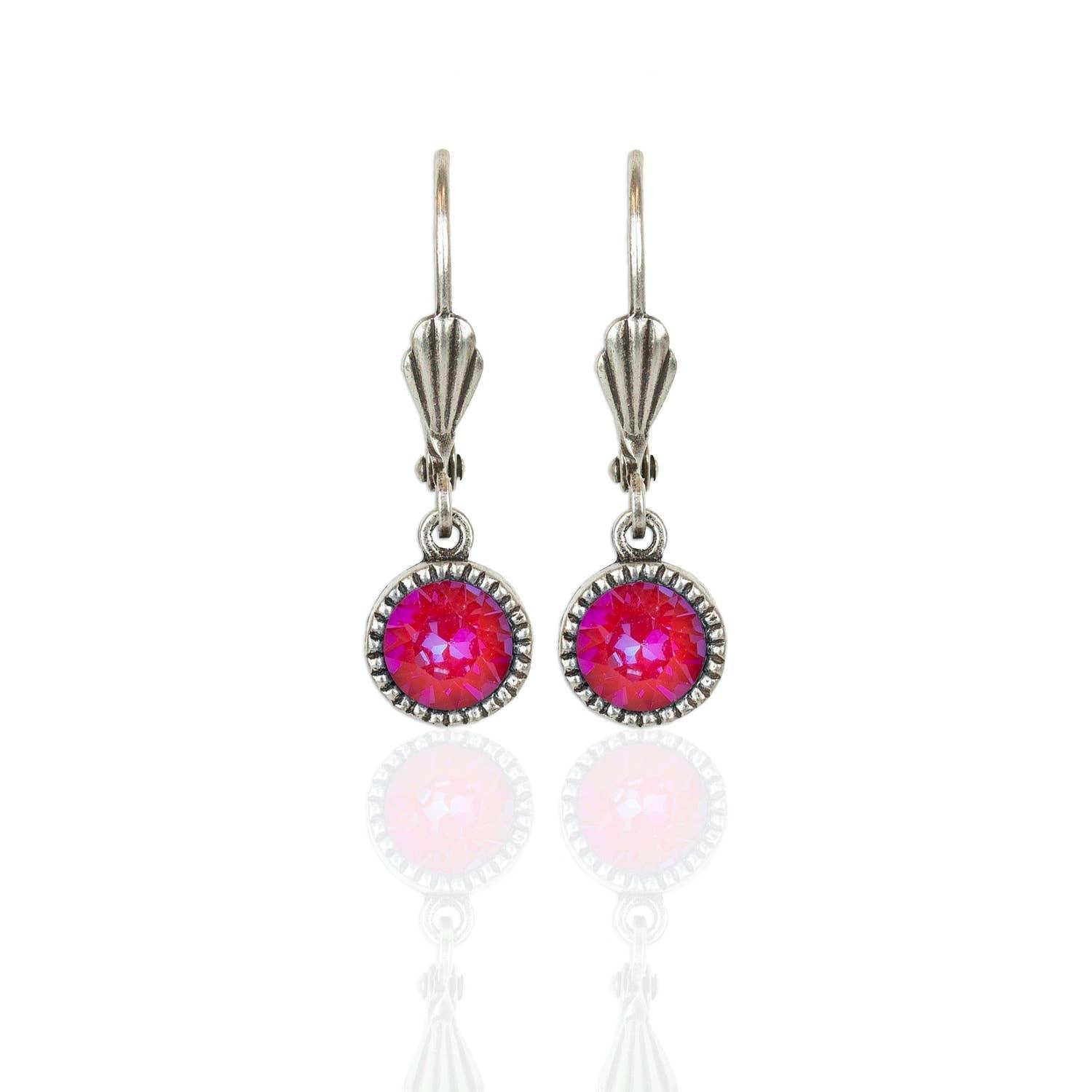 Perfect Match Crystal Drop Earrings - Silver: Leverback / Royal Red DeLite - Sugar River Shoppe