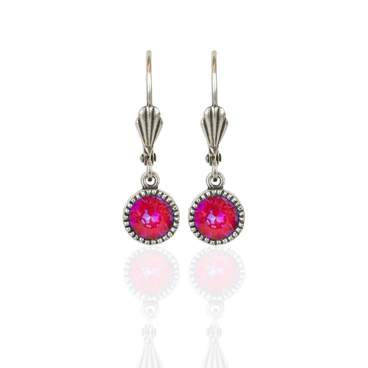 Perfect Match Crystal Drop Earrings - Silver: Leverback / Royal Red DeLite - Sugar River Shoppe