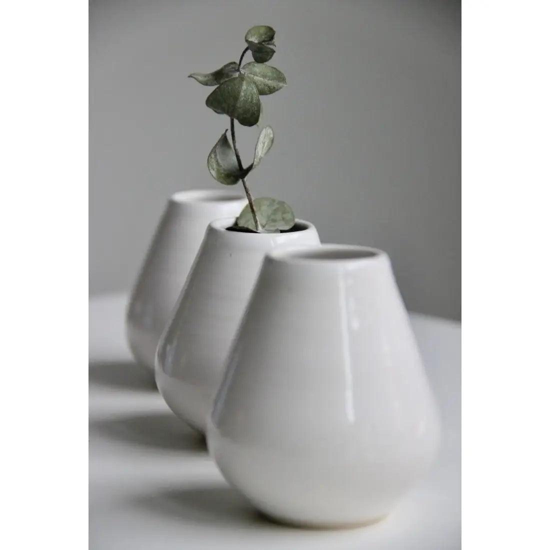 Handmade White Ceramic Bud Vase - Sugar River Shoppe