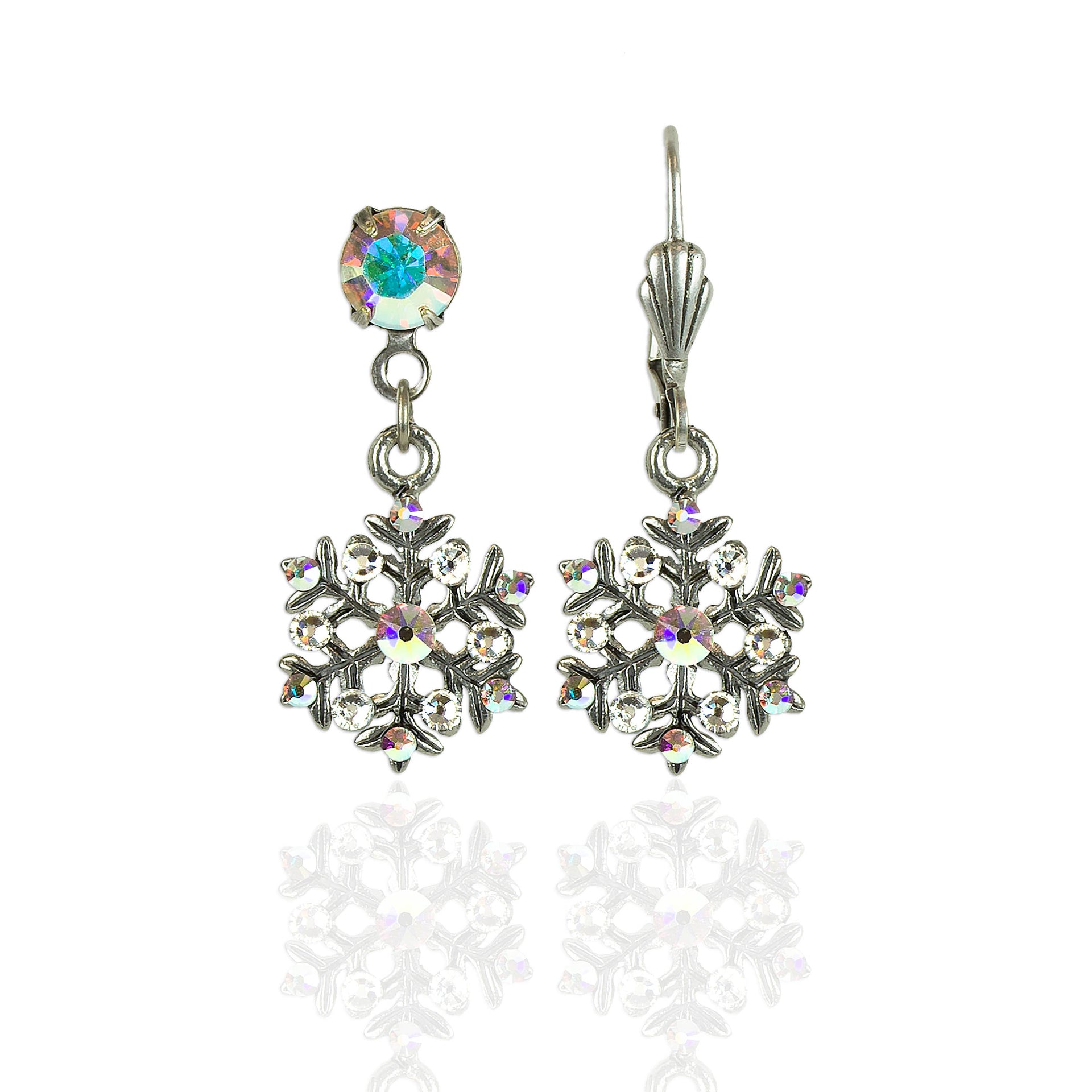 "Nature's Tinsel" Crystal Earrings: Leverback