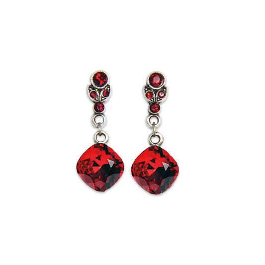 Rowan Red Crystal Earrings: Leverback