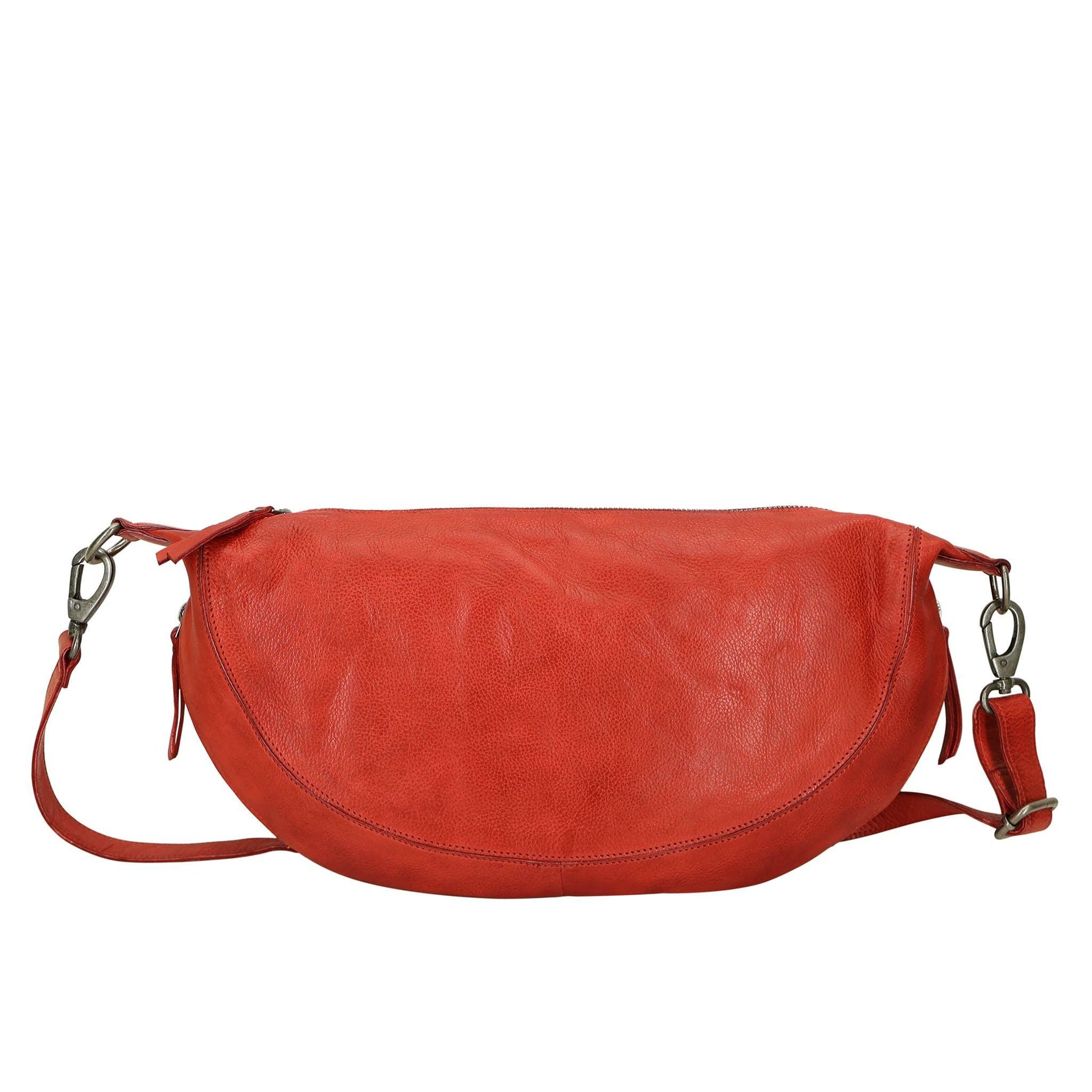 Callie Handcrafted Leather Sling/Crossbody Bag: Red - Sugar River Shoppe