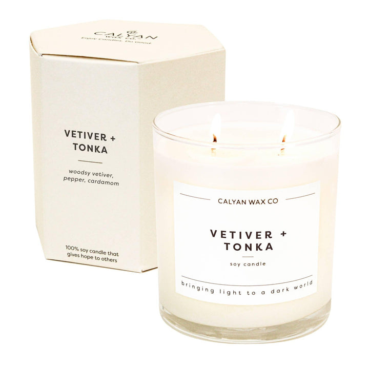 Vetiver + Tonka Glass Tumbler Soy Candle - Sugar River Shoppe