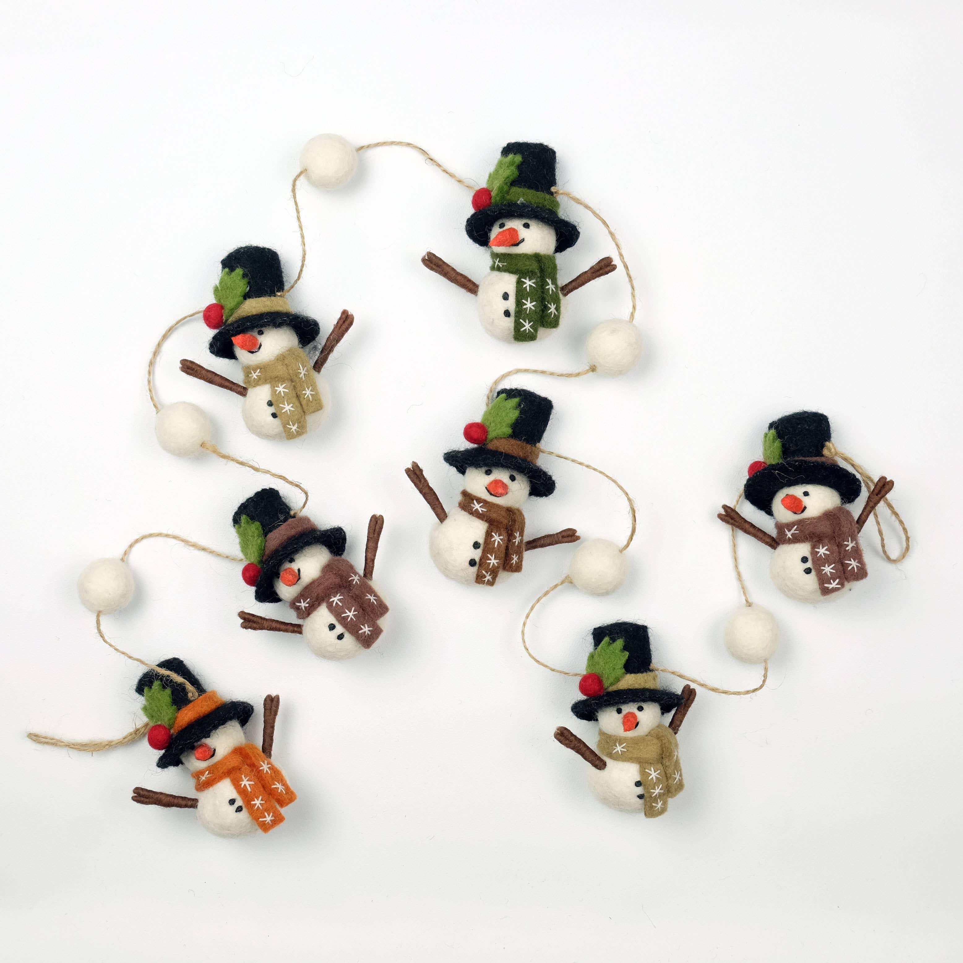 Christmas Decor Felt Snowman Garland - Sugar River Shoppe