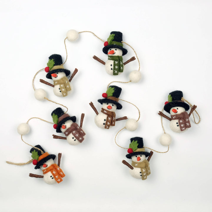 Christmas Decor Felt Snowman Garland - Sugar River Shoppe