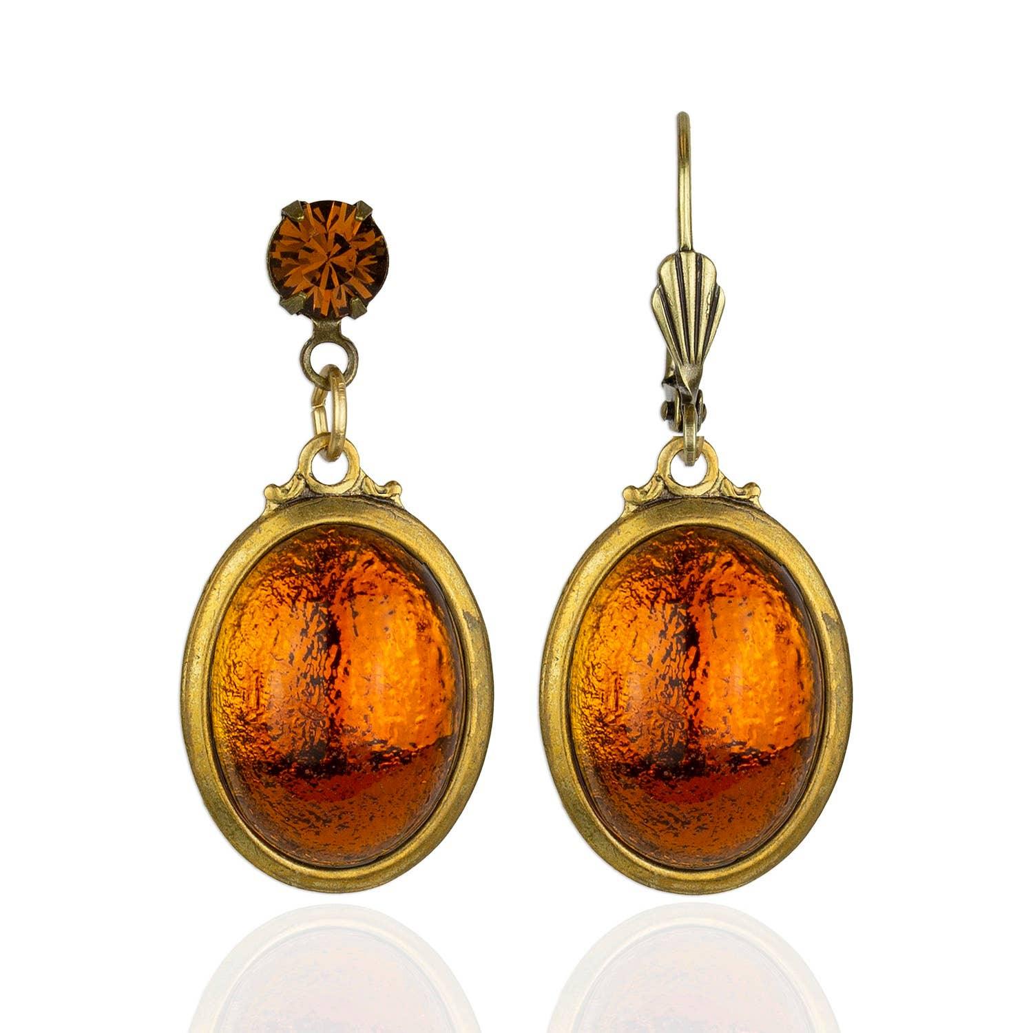 Anne's Vault Forever Amber Earrings: Leverback - Sugar River Shoppe