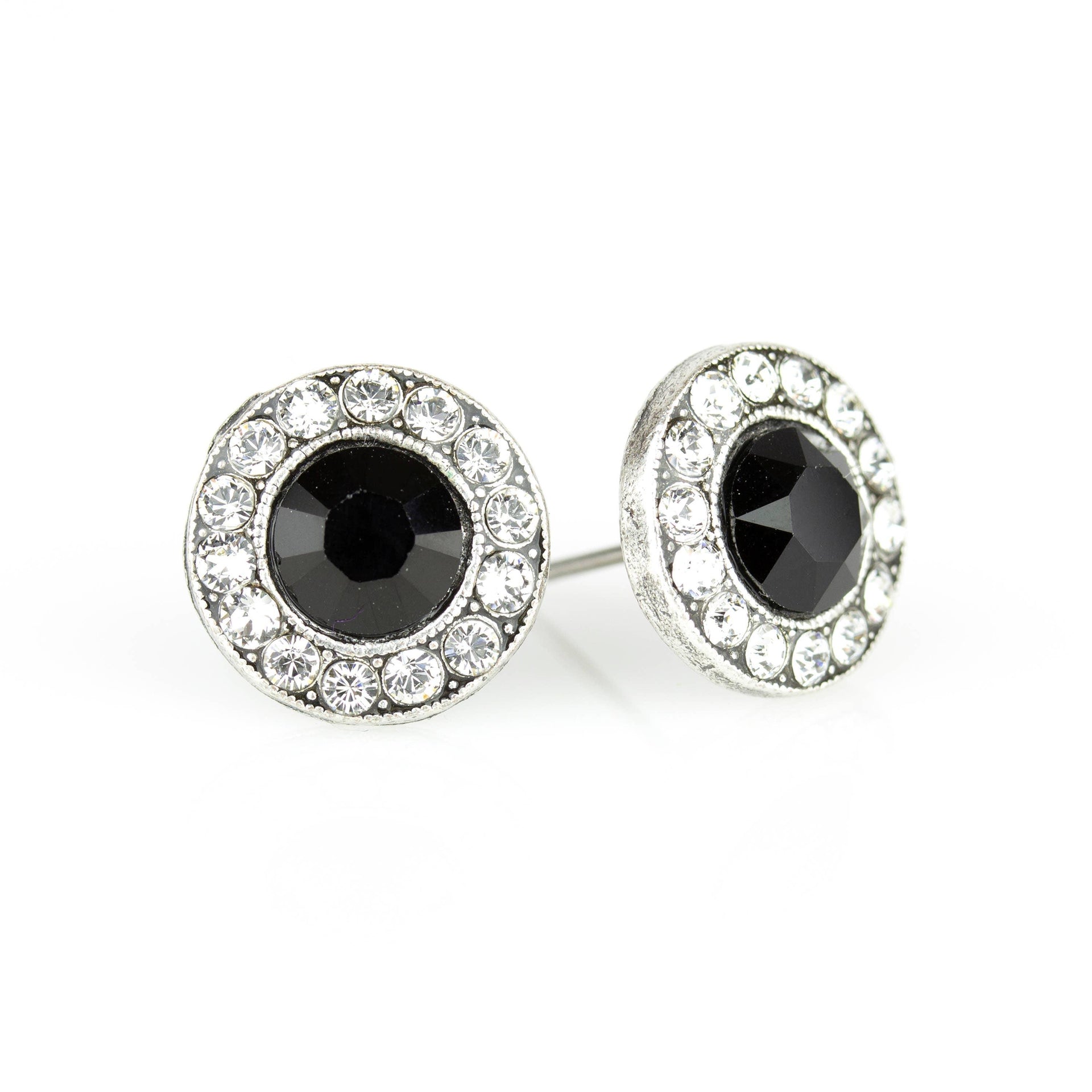 Halo Crystal Earrings: Jet Black-Crystal - Sugar River Shoppe