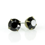 Simple Crystal Stud Earring - Brass - 6mm: Jet Black - Sugar River Shoppe