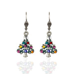 Tinselle Crystal Christmas Tree Earrings: Leverback - Sugar River Shoppe