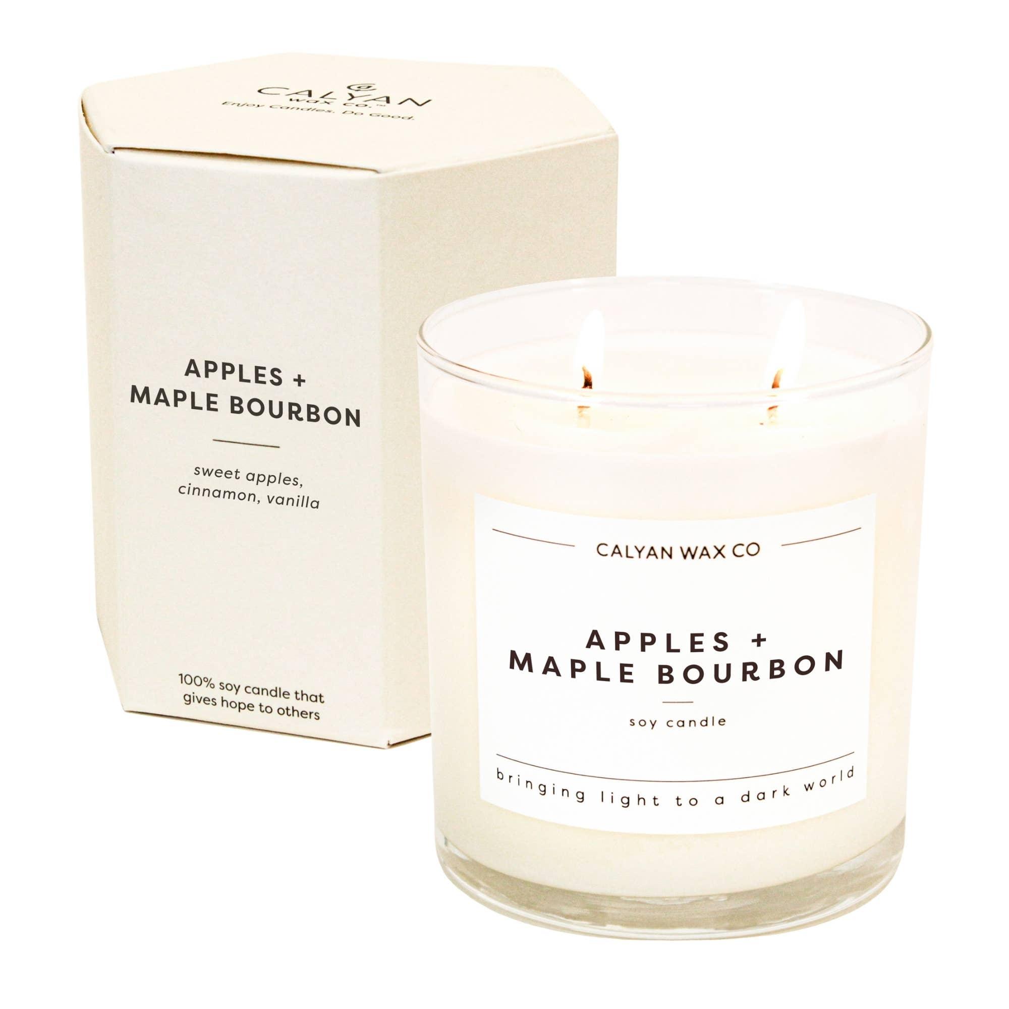 Apples + Maple Bourbon Glass Tumbler Soy Candle - Calyan Wax Co. - 856207008031 - Sugar River Shoppe - 