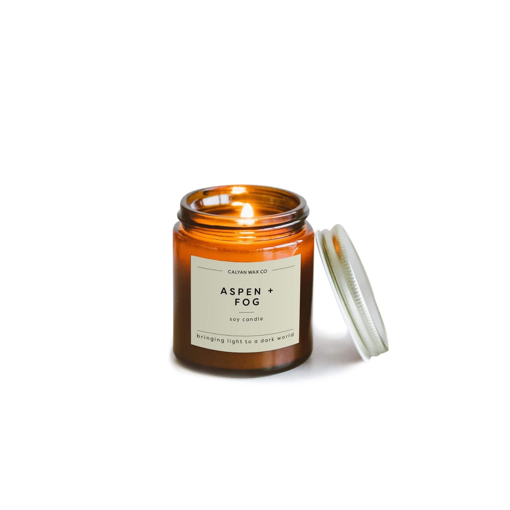 Aspen/Fog - Mini Amber Jar Soy Candle - Calyan Wax Co. - 856207008987 - Sugar River Shoppe - 