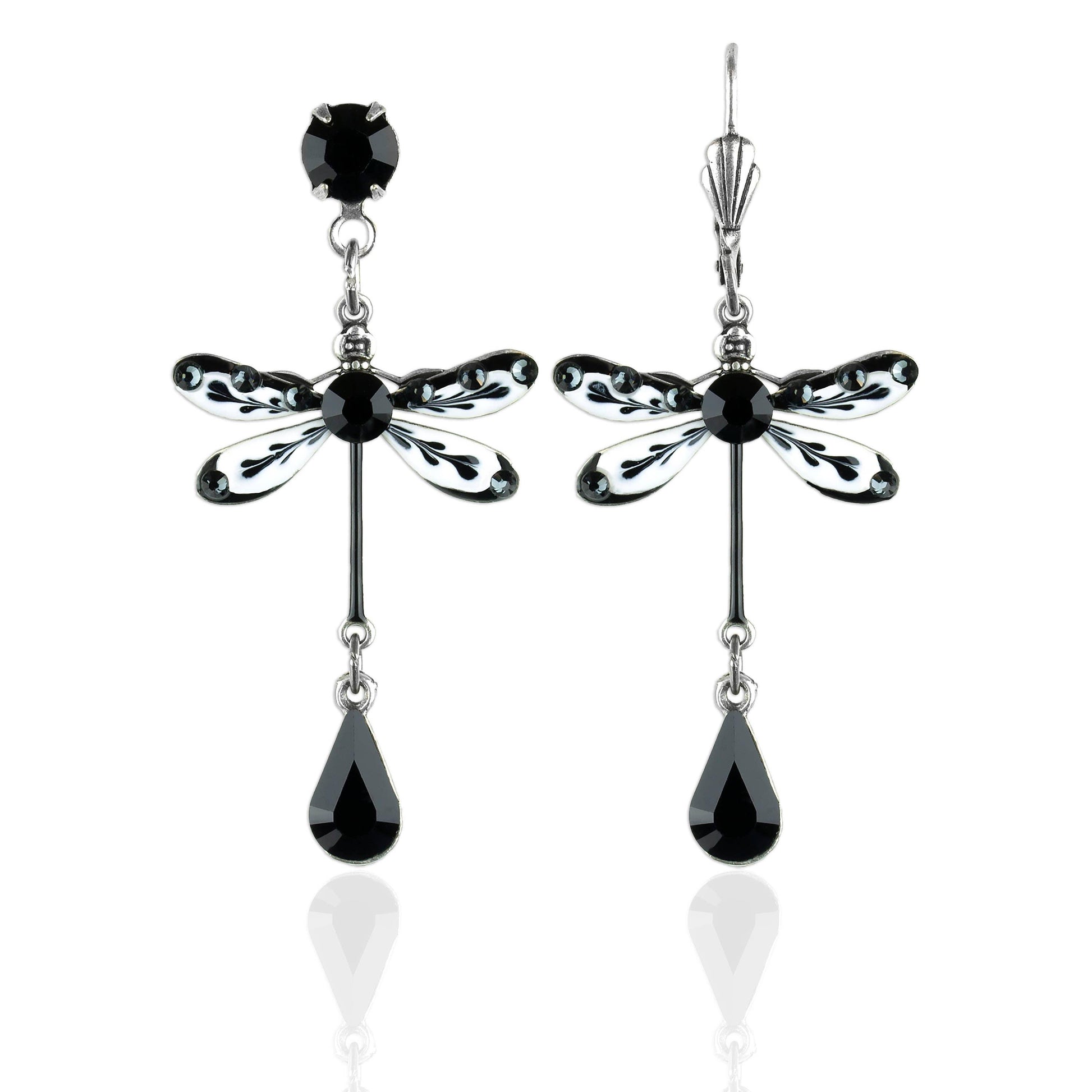 Libella Crystal Dragonfly Earrings: Leverback - Sugar River Shoppe