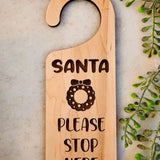Doorknob Sign Santa Please Stop Here Holiday Christmas Decor - Sugar River Shoppe