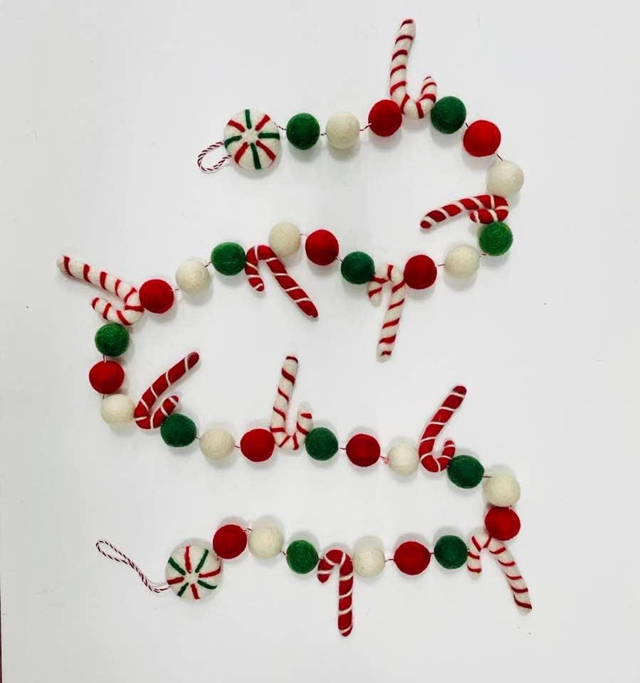 Christmas Decor Garland - Candy Cane - Sugar River Shoppe