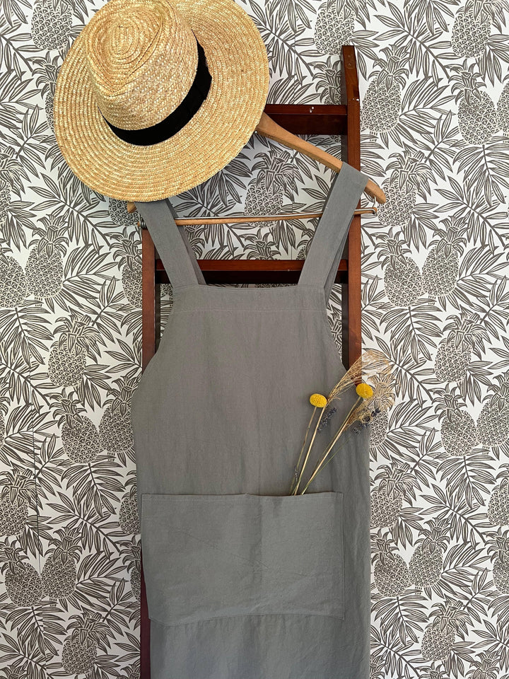 Cross Back Apron: Fog Grey - Sugar River Shoppe