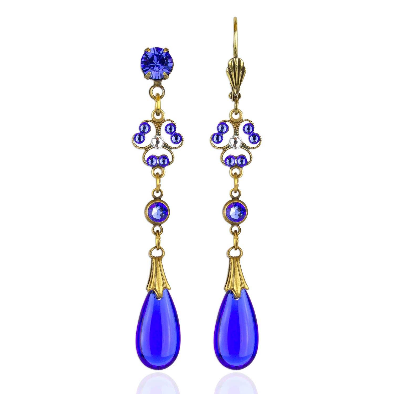 Coleus Crystal Drop Earrings: Leverback - Anne Koplik Designs, Inc. - 555606 - Sugar River Shoppe - 