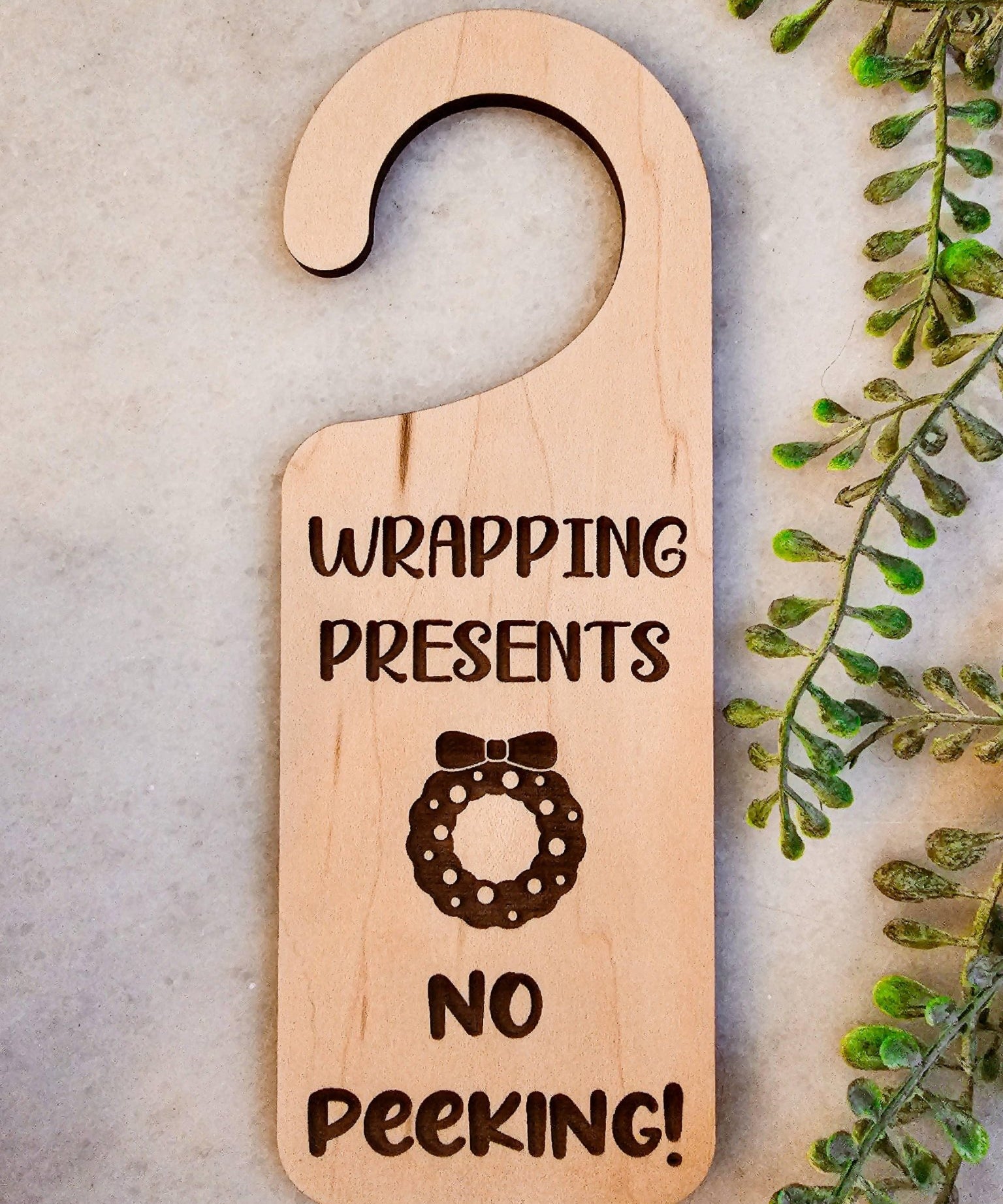 Door Knob Sign - Wrapping Presents Holiday Christmas Decor - BD Lasers INC. - 254604685563 - Sugar River Shoppe - 