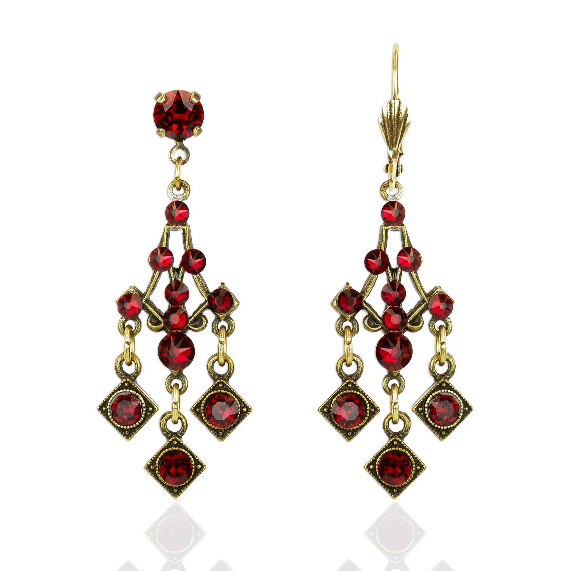 Sienna Red Crystal Statement Earrings: Leverback - Sugar River Shoppe